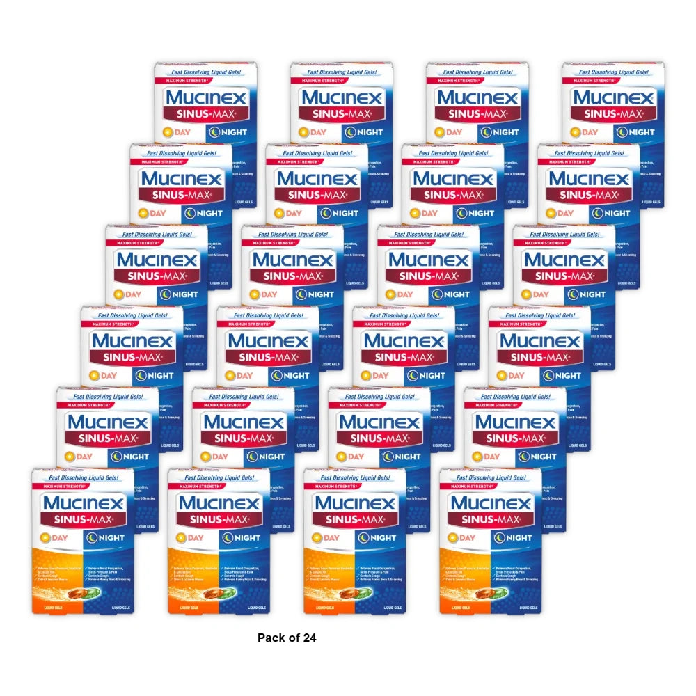 Mucinex Max Strength Sinus Medicine - Day & Night - Liquid Gels - 24 Ct 1.6 Oz (Pack Of 24)