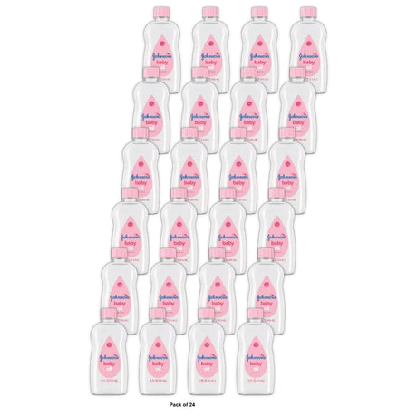 Johnson's Baby Oil, Pure Mineral Oil to Prevent Moisture Loss, Original, 14 fl Oz (Pack of 24)