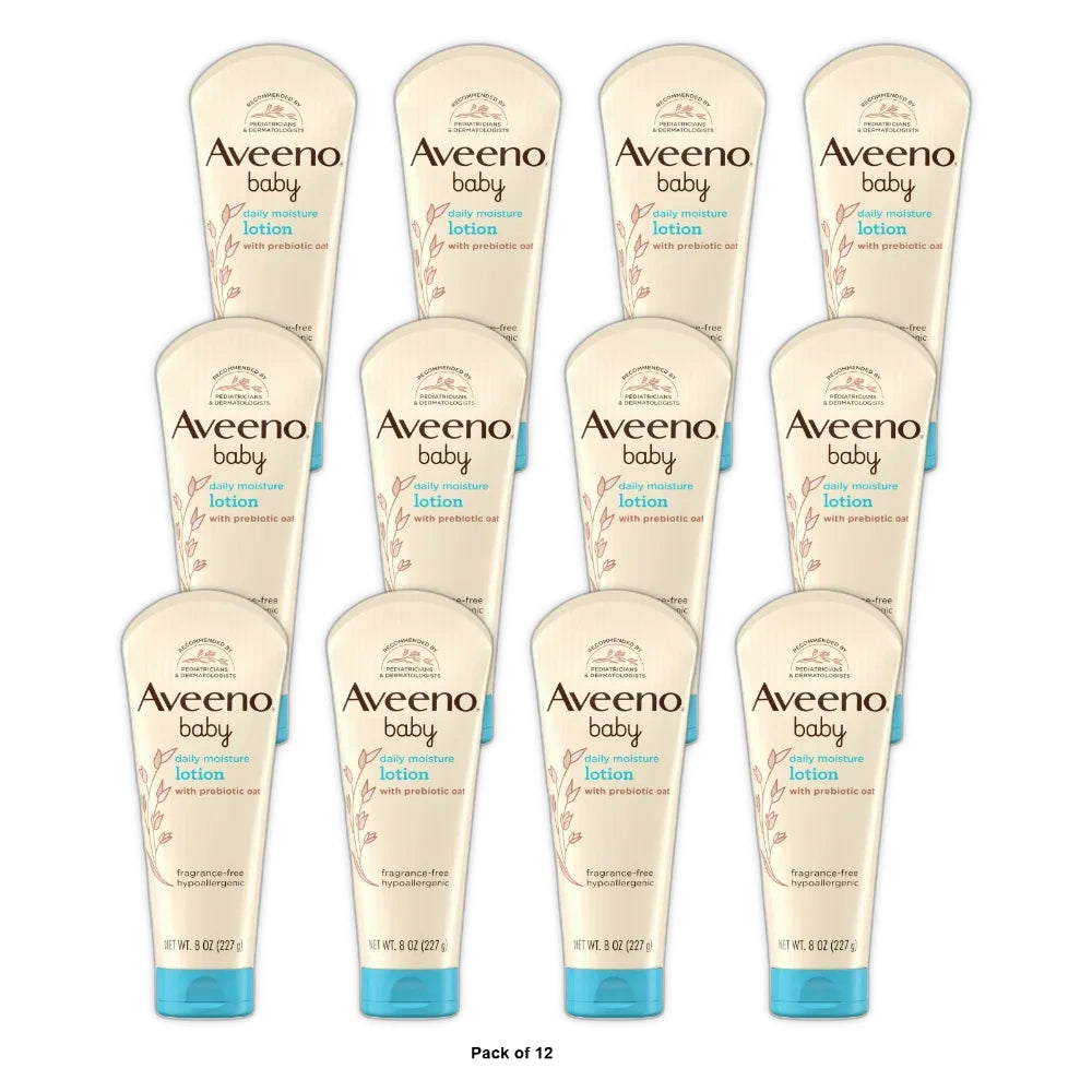 Aveeno Baby Daily Moisture Body Lotion for Baby and Toddler with Nourishing Oatm 8Oz (Pack of 12)