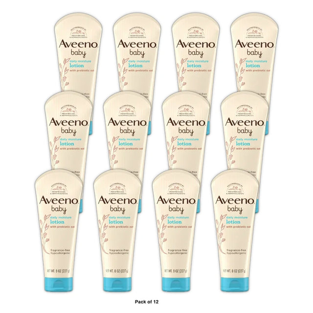 Aveeno Baby Daily Moisture Body Lotion for Baby and Toddler with Nourishing Oatm 8Oz (Pack of 12)