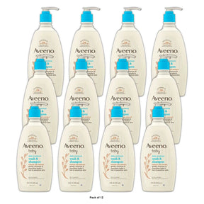 Aveeno Baby Daily Moisture Gentle Body Bath Wash &amp; Shampoo - Lightly Scented 18 fl oz (Pack of 12)