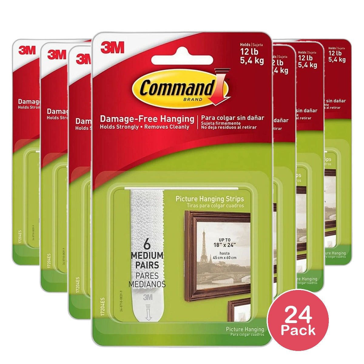 3M Command Picture Hanging Strips Medium 1.13Oz (Pack of 24)
