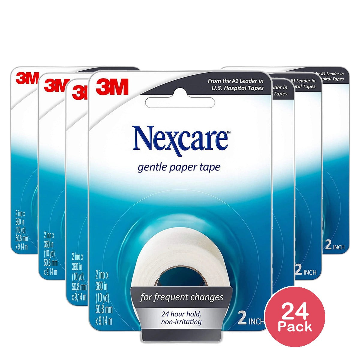 3M Nexcare Gentle Paper Tape Non Irritating 2 Inches by 10 Yrd 9.6Oz (Pack of 24)
