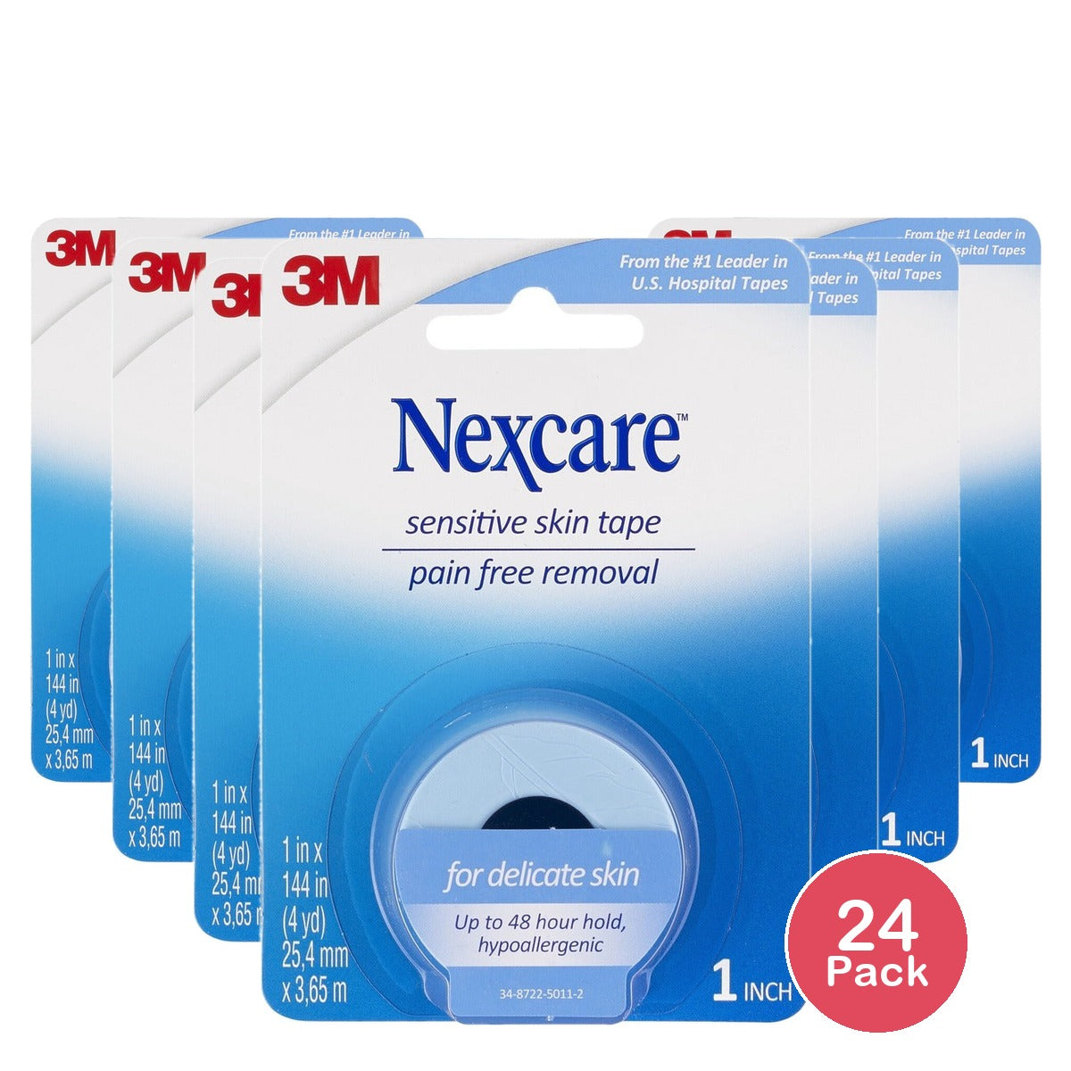 3M Nexcare Strong Hold Pain-Free Removal Tape 1 In X 4 Yd (Pack of 24)