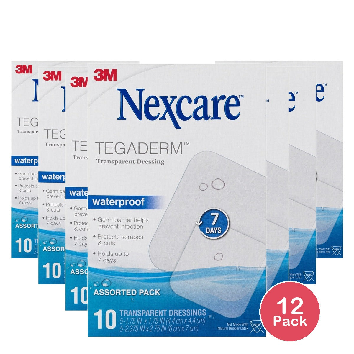 3M Nexcare Tegaderm Transparent Dressing 10 Count (Pack of 12)