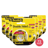 3M Scotch Permanent Double-Sided Stick Tape 0.5in x 450in 6.24Oz (Pack of 72)