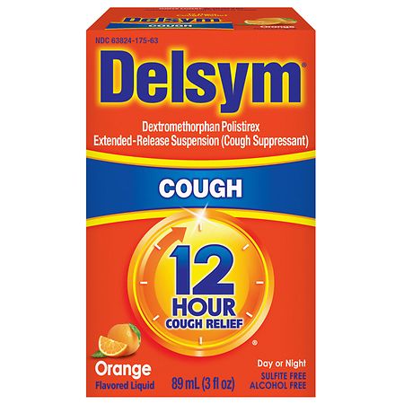 Delsym 12 Hr Cough Relief Liquid - Dextromethorphan - Orange - 3 fl oz (Pack of 12)