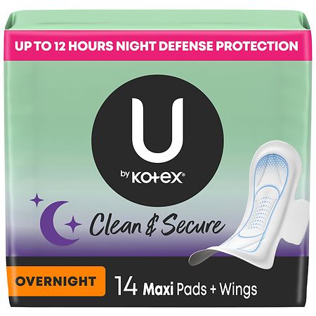 Kotex Natural Balance Overnight Maxi with Wings 14 Pads 9.28oz (Pack of 8)