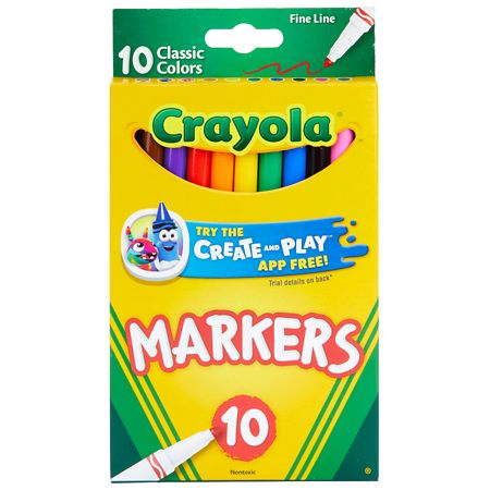 Crayola Classic Fine Line Color Markers Assorted Colors 5.6oz (Pack of 24)