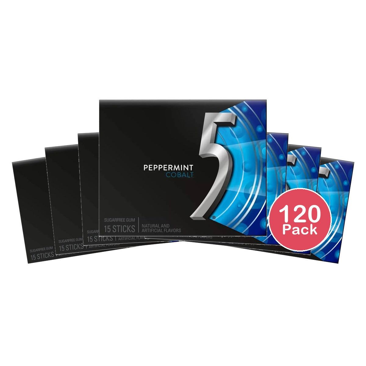 5 Gum Peppermint Cobalt Sugarfree Gum 15 Count Single Pack 0.11Oz (Pack Of 120)
