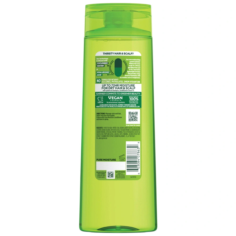 Garnier Fructis Pure Moisturizing Hydrating Shampoo with Hyaluronic Acid Dry Ha 12.5 fl oz(Pack of 6)
