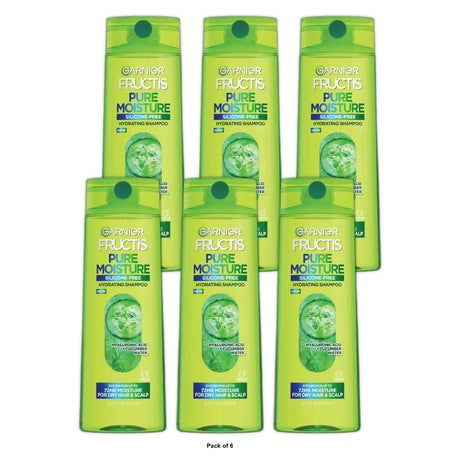 Garnier Fructis Pure Moisturizing Hydrating Shampoo with Hyaluronic Acid Dry Ha 12.5 fl oz(Pack of 6)