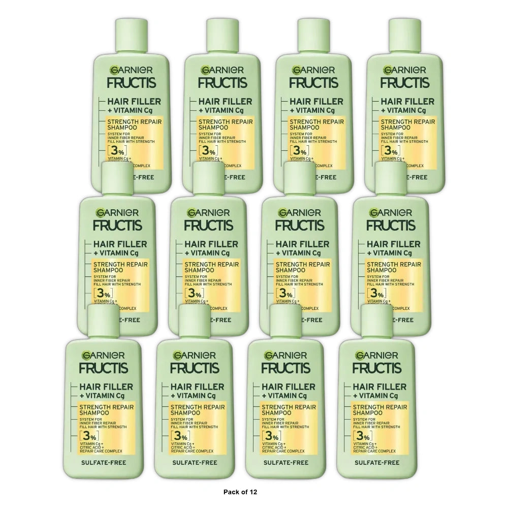 Garnier Fructis Hair Fillers Strength Repair Shampoo for Damaged Hair - 10.1 fl Oz (Pack of 12)