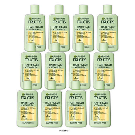 Garnier Fructis Hair Fillers Strength Repair Shampoo for Damaged Hair - 10.1 fl Oz (Pack of 12)