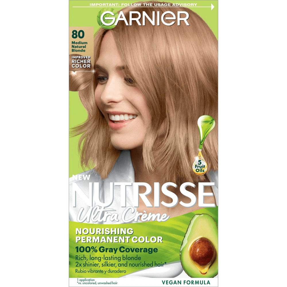 Garnier Nutrisse Nourishing Permanent Hair Color Creme - 80 Medium Natural Blond (Pack of 12)
