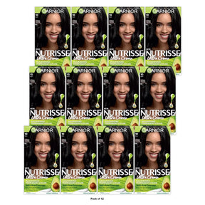 Garnier Nutrisse Nourishing Permanent Hair Color Creme - 10 Black (Pack of 12)