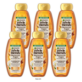 Garnier Whole Blends Nourishing Shampoo Moroccan Argan Camellia Oil Dry Hair 12.5 FL OZ(Pack of 6)