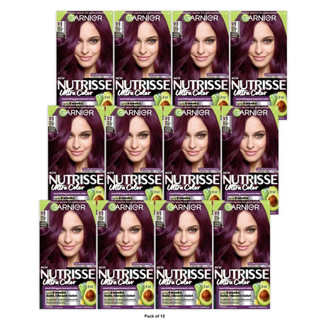Garnier Nutrisse Nourishing Color Creme - V2 Dark Intense Violet (Pack of 12)