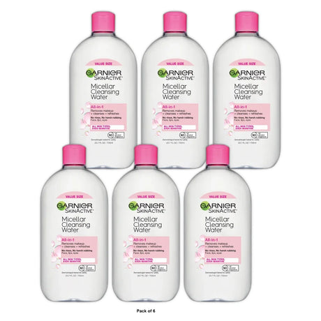 Garnier Micellar Water Hydrating Facial Cleanser &amp; Makeup Remover - Basic Cleans 23.7 fl oz (Pack of 6)