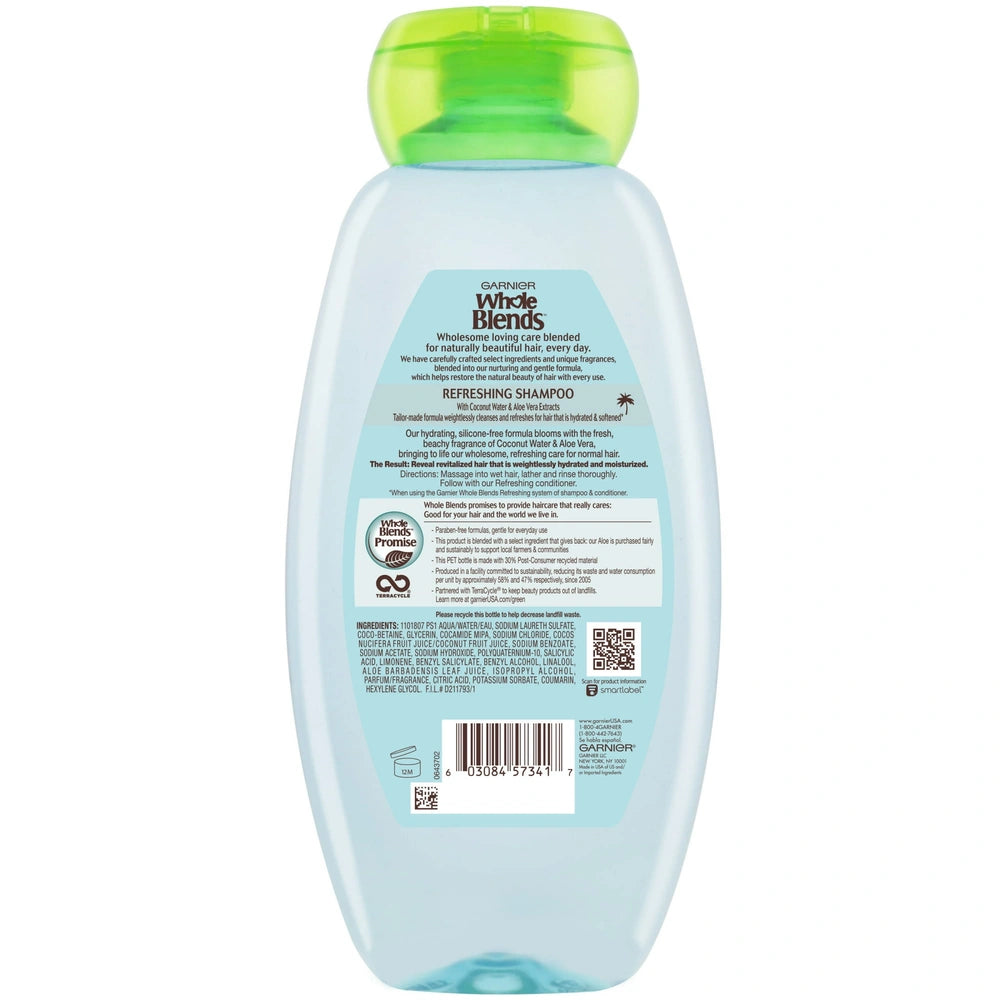 Garnier Whole Blends Refreshing Shampoo with Coconut Water and Aloe Vera 12.5 fl oz(Pack of 6)