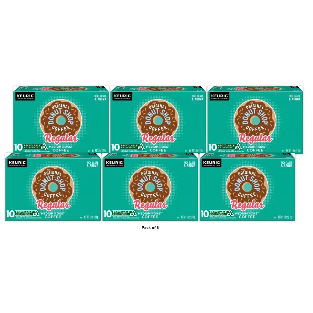The Original Donut Shop Regular Medium Roast Keurig K-Cup Coffee Pods - 10ct 3.9 Oz (Pack of 6)