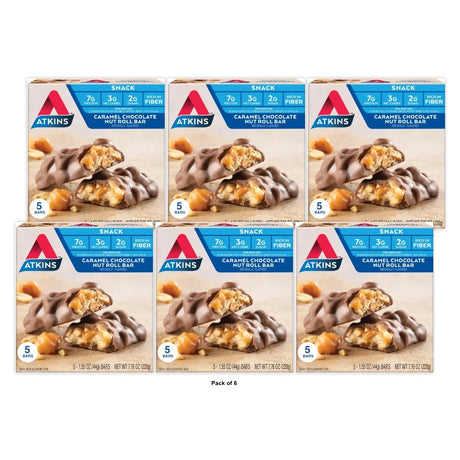 Atkins Snack Bar Caramel Chocolate Nut Roll - 5ct 7.76 Oz (Pack of 6)