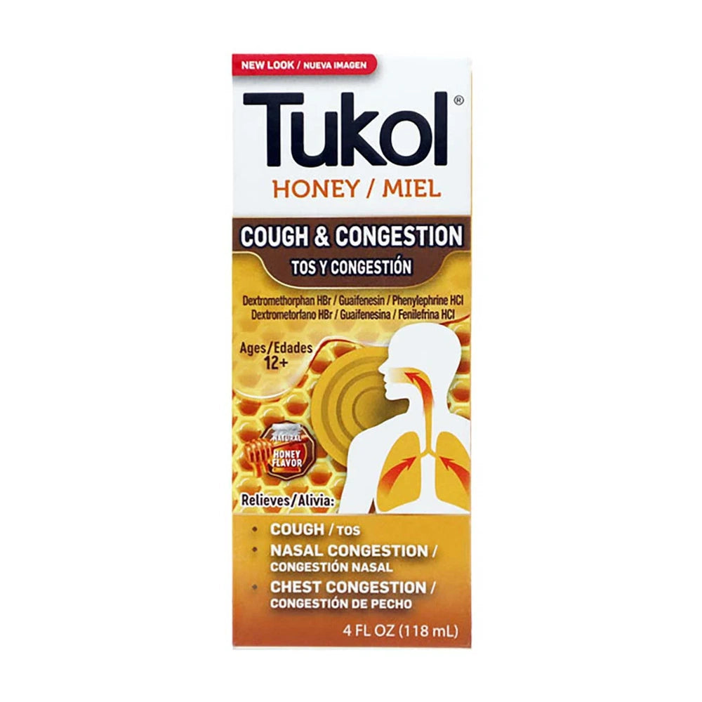 TUKOL Adult X-Pecto Miel Honey Cold Syrup, 4 oz (Pack of 12)