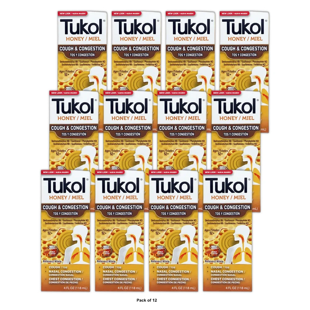 TUKOL Adult X-Pecto Miel Honey Cold Syrup, 4 oz (Pack of 12)