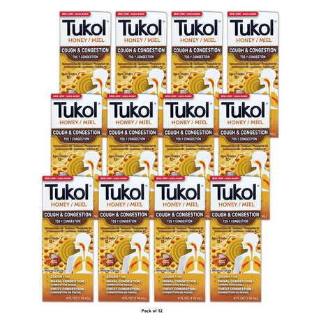 TUKOL Adult X-Pecto Miel Honey Cold Syrup, 4 oz (Pack of 12)