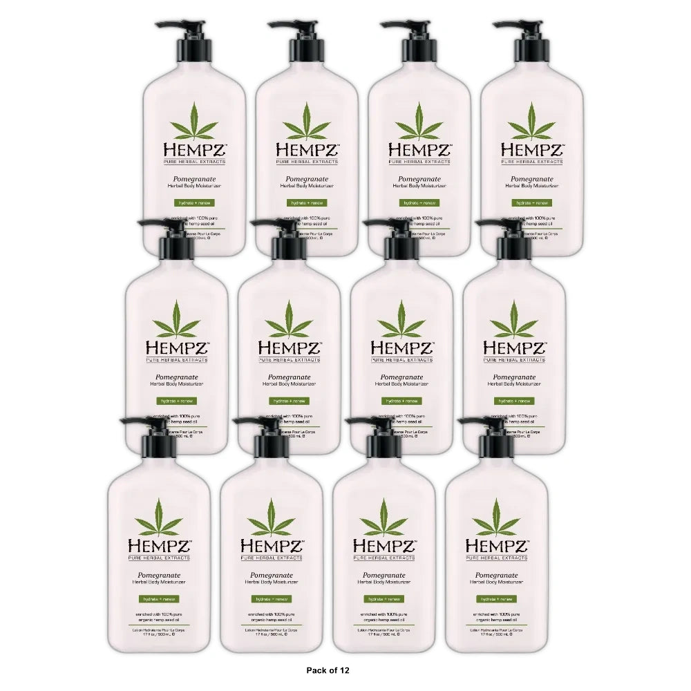 Pomegranate Herbal Body Moisturizer by Hempz for Unisex Lotion 17 OZ (Pack of 12)