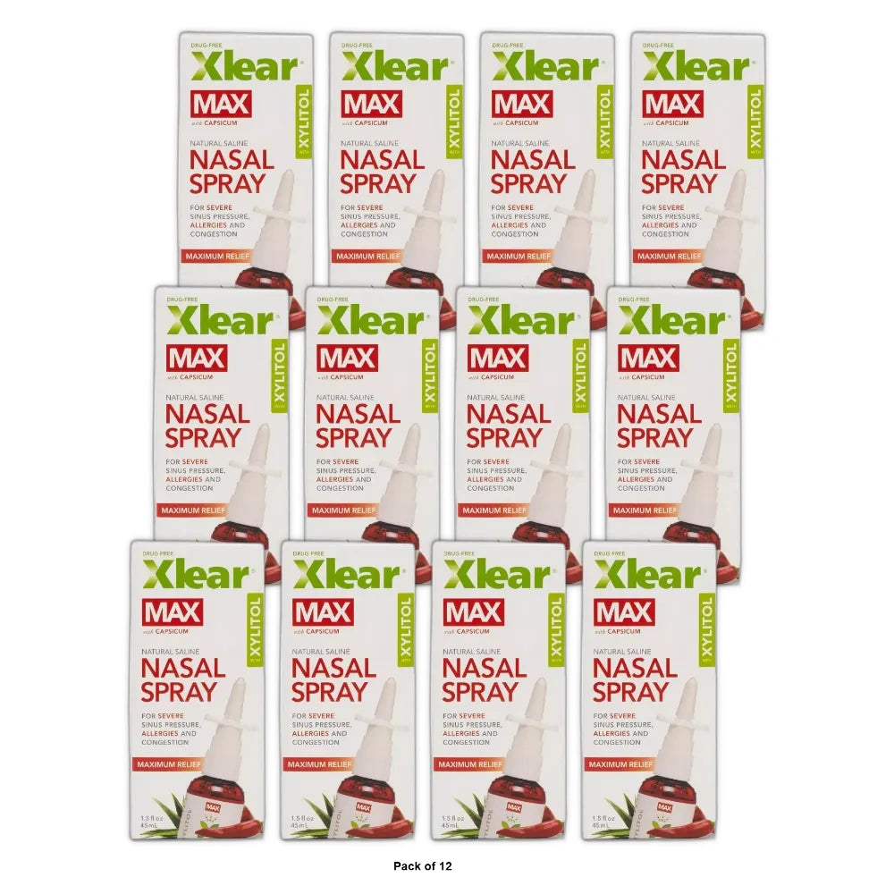 Xlear - Natural Saline Sinus Spray Max - 1.5 fl Oz (Pack of 12)