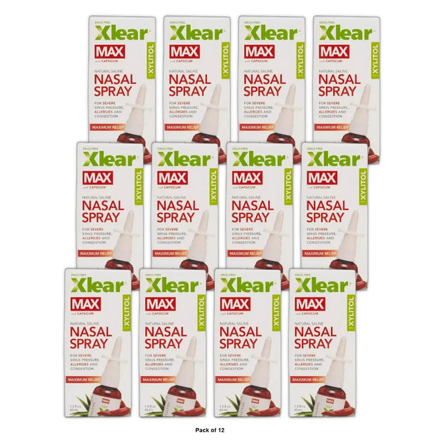 Xlear - Natural Saline Sinus Spray Max - 1.5 fl Oz (Pack of 12)