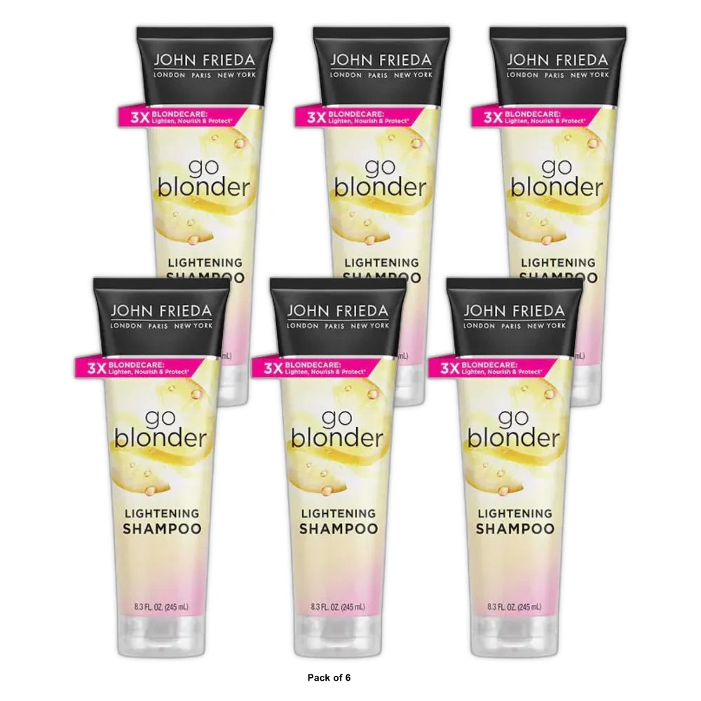 John Frieda Go Blonder Lightening Shampoo for Blonde Color-Treated Hair Paraben8.3 Fl Oz (Pack of 6)