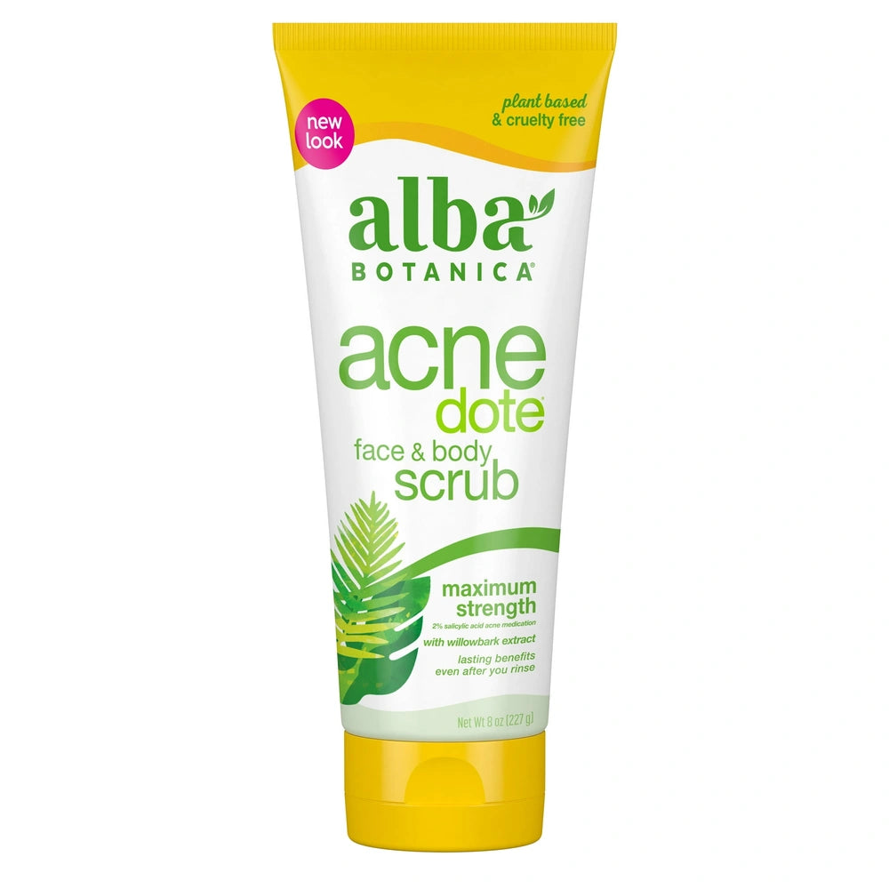 Alba Botanica Acnedote Maximum Strength Face & Body Scrub 8 OZ (Pack of 6)