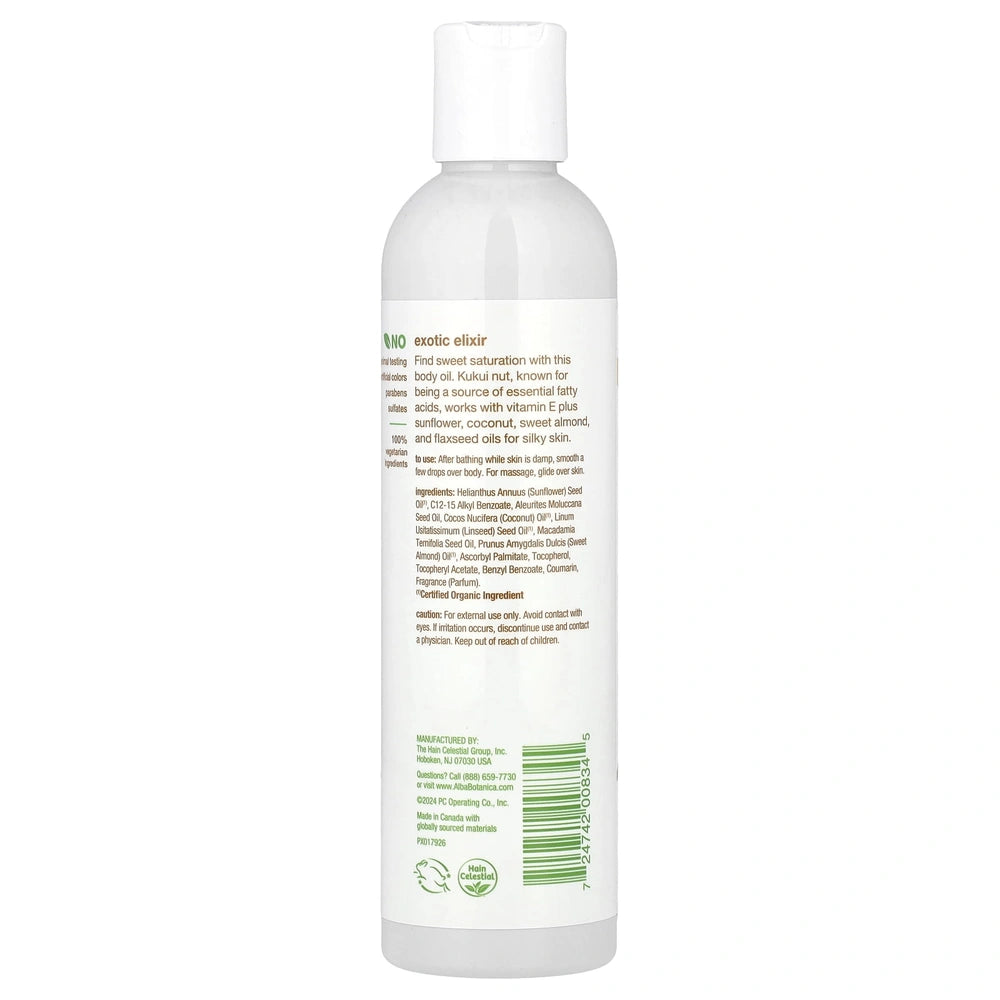 Alba Botanica Hawaiian Body Oil Deep Moisturizing Kukui Nut 8.5 oz (Pack of 6)