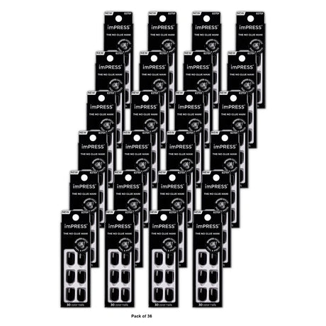 KISS imPRESS Color Short Squoval Press-On Nails with Glue Black Solid 30 Piece (Pack of 36)
