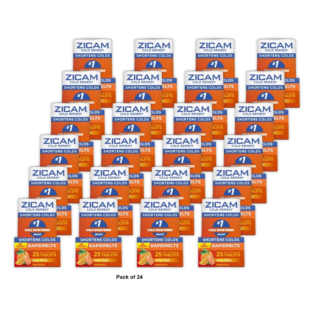 Zicam Zinc Cold Remedy RapidMelts Quick Dissolve Tablets - Citrus - 25ct 1.44 Oz (Pack of 24)