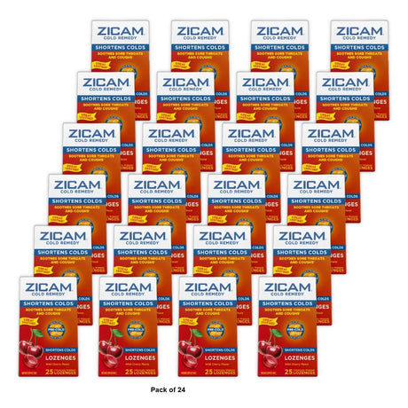 Zicam Zinc Cold Remedy Lenges Cherry Flavor 25ct 4Oz (Pack of 24)