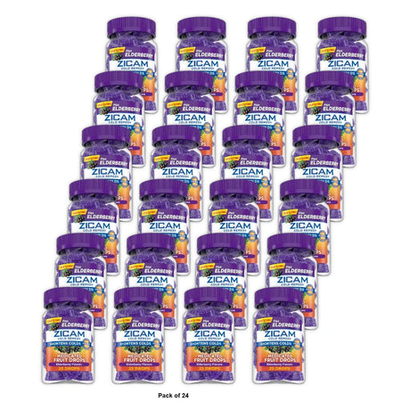 Zicam Cold Remedy Zinc Medicated Fruit Drops Elderberry Homeopathic Cold Short 0.42 Oz (Pack Of 24)
