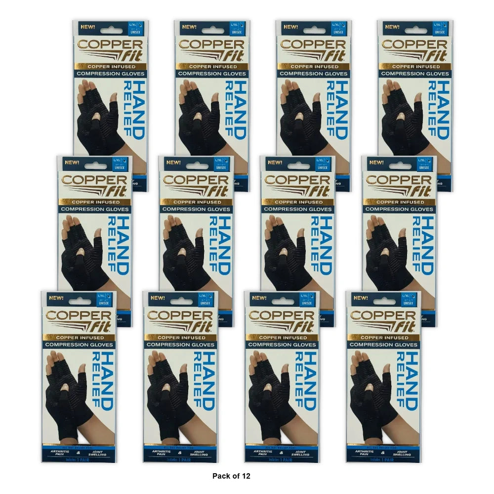 Copper Fit Hand Relief Compression Gloves Large/Extra Large As Seen on TV 2.31Oz (Pack of 12)
