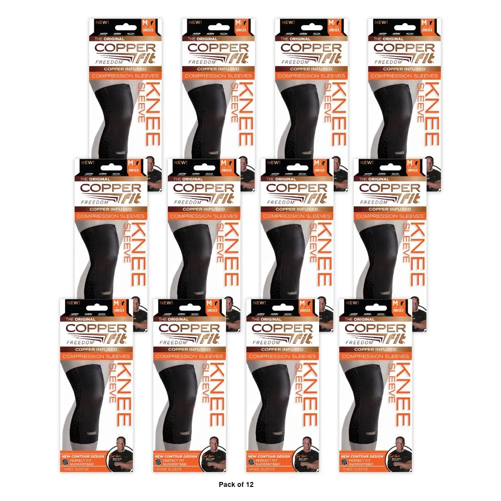 Copper Fit Freedom Compression Knee Sleeve to Help Increase Circulation, Reduce (Pack of 12)