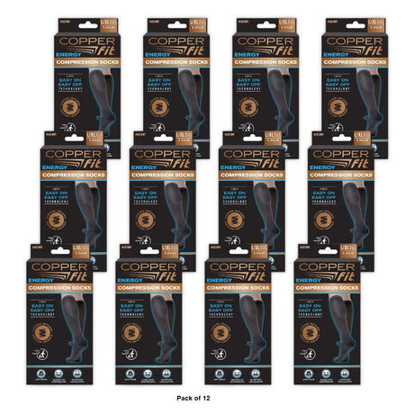 Copper Fit Unisex-Adult's 2.0 Easy-Off Knee High, Black, Size Large / X-Large 3.51Oz (Pack of 12)