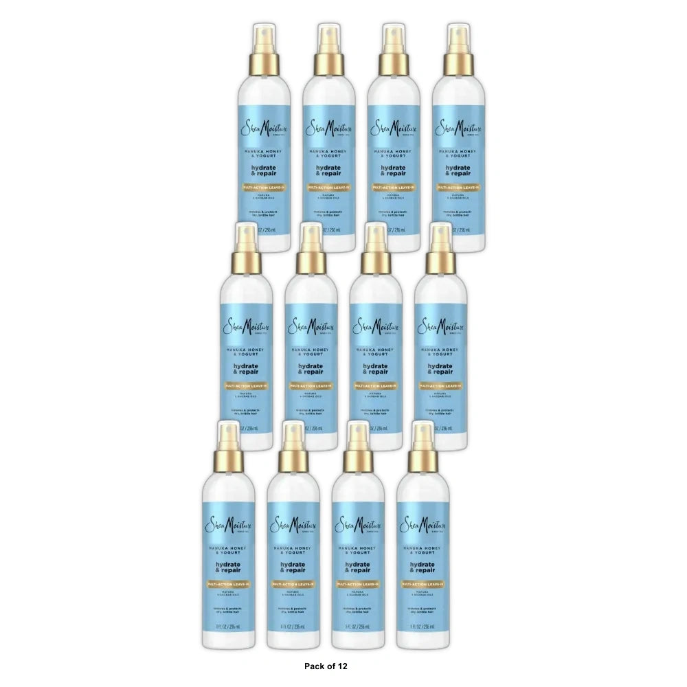 SheaMoisture Manuka Honey & Yogurt Hydrate + Repair Leave-In Conditioner Spray -8 oz (Pack of 12)