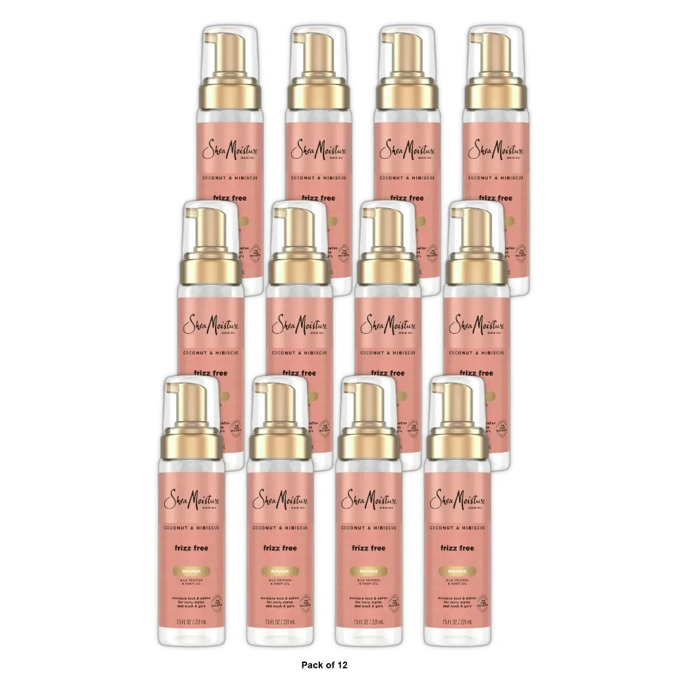 SheaMoisture Coconut and Hibiscus Frizz-Free Curl Mousse - 7.5 fl Oz (Pack of 12)