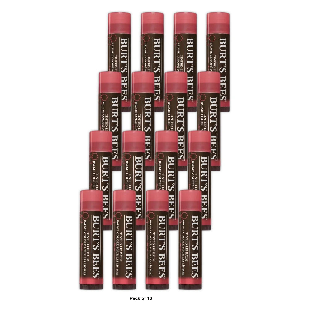 Burt S Bees 100% Natural Tinted Lip Balm Rose With Shea Butter & Botanical Waxe 0.15 Oz (Pack Of 16)