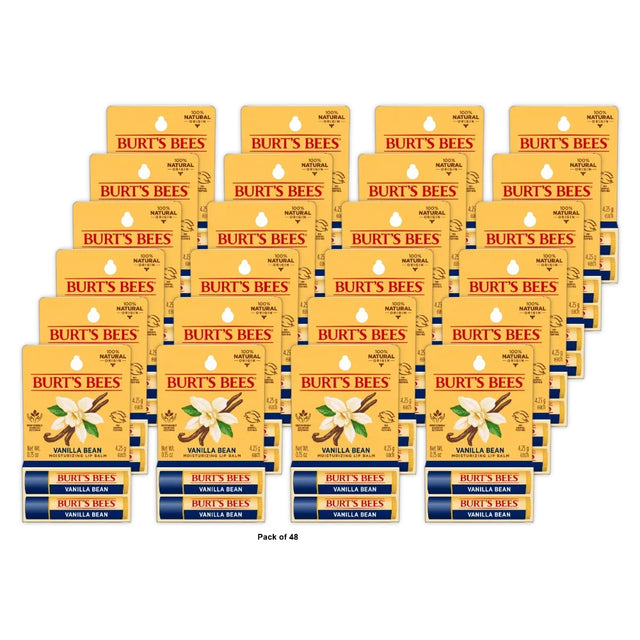 Burt S Bees 100% Natural Moisturizing Lip Balm Vanilla Bean 2 Count 0.15 Oz (Pack Of 48)