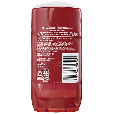Old Spice Red Collection Solid Deodorant for Men Swagger Scent - Aluminum-Free 3.0 oz (Pack of 6)