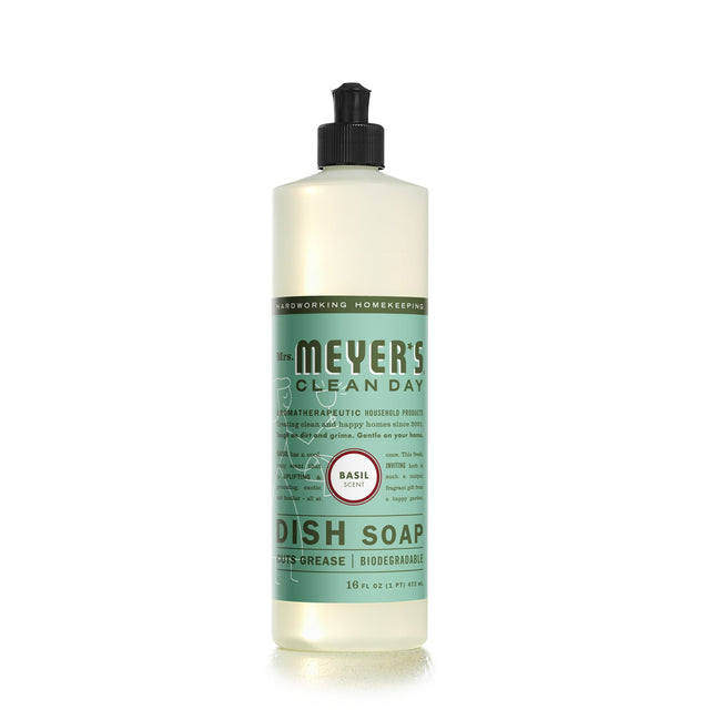 Mrs. Meyers Clean Day Liquid Dish Soap Basil Scent 16Oz (Pack of 6)