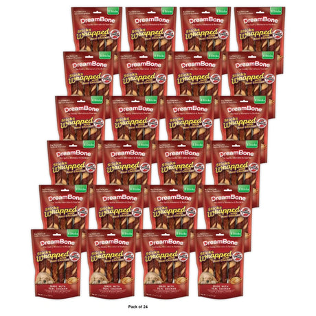 DreamBone Sticks Wrapped with Real Chicken Rawhide-Free Chews for Dogs 8 Count 7 Oz (Pack of 24)