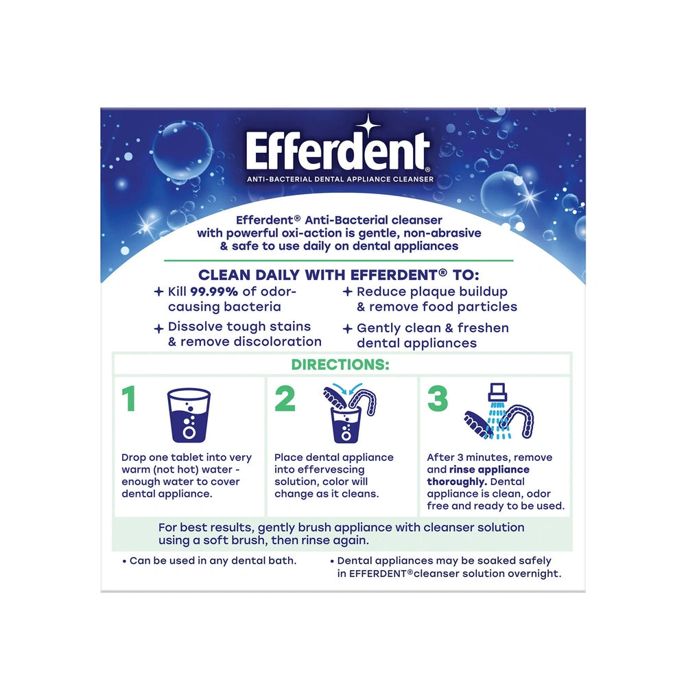 Efferdent Retainer & Denture Cleaner Tablets Minty Fresh & Clean 44 Count 16 oz (Pack of 6)